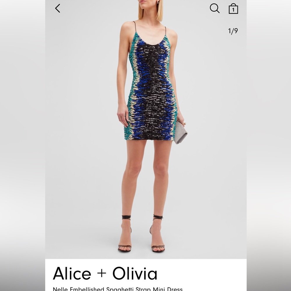 🦚ALICE + OLIVIA NELLE EMBELLISHED SPAGHETTI STRAP MINI DRESS🦚